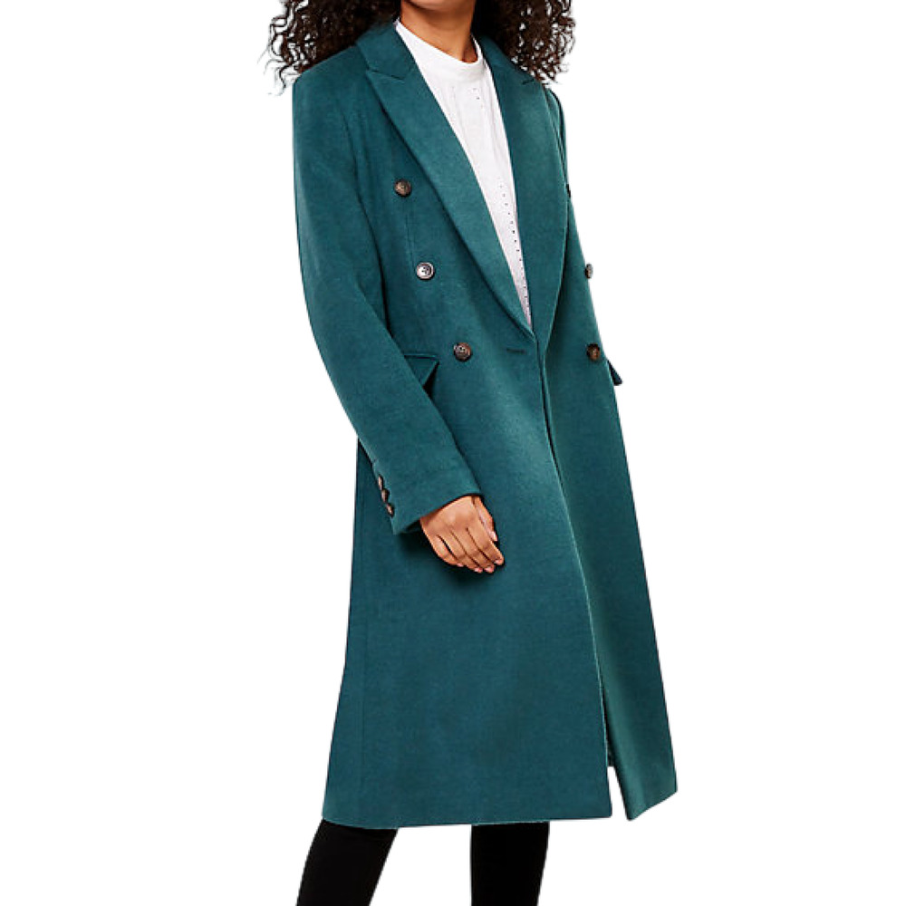 NEW ANN TAYLOR LOFT BALSAM SHADOW GREEN PETITE DOUBLE BREASTED COAT SIZE XSP XS